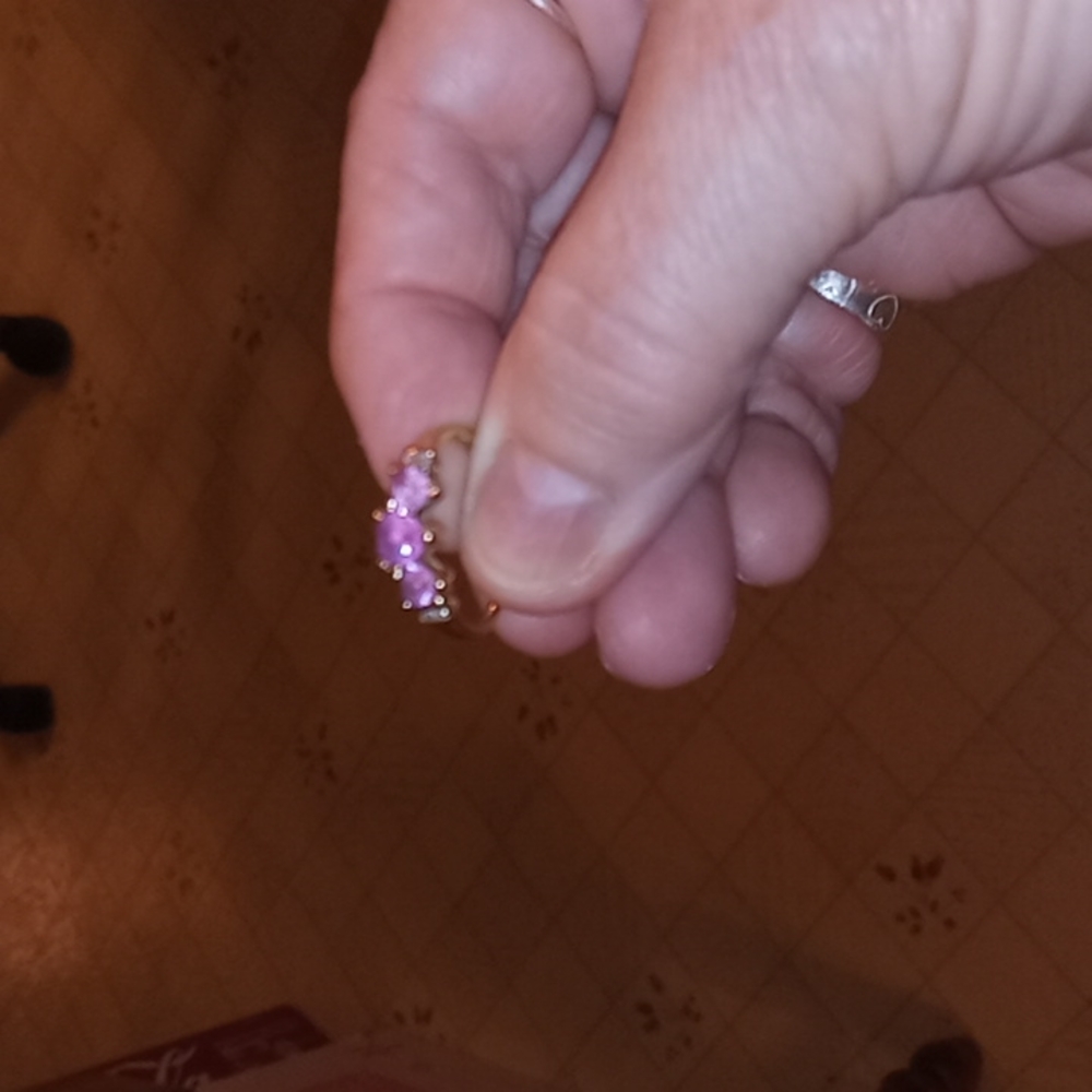 NWT, 10K Gold, Lab-Created, Pink Sapphire & Diamond Hearts Ringβ¨οΈππππππ©·π - Picture 9 of 10